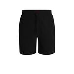 Пижамные шорты с вафельной структурой и вышитым логотипом HUGO, черный - фото