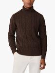 Шерстяной джемпер с рельефным узором Hackett London, Walnut Brown - фото