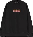 Толстовка Palm Angels Burning Logo Crewneck 'Black/White', черный - фото 2