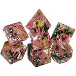 Аксессуары Metallic Dice Games Sharp-Edge Polyhedral Set: Chrysanthemum W/ Pink (7) - фото