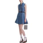 Джинсовое безрукавное платье мини с декором Self-portrait, синий - фото 4