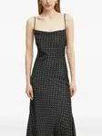 Платье макси в горошек с воротником-хомутиком Bardot, черный - фото