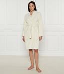 Халат женский Emporio Armani хлопковый, экрю - фото