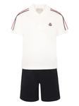 Комплект из шорт и поло с логотипом Moncler Enfant, белый - фото