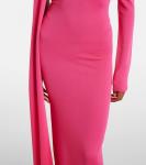 Джерси платье с деталями в виде шарфа David Koma, Fuchsia - фото 5