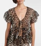 Блуза из шифона с леопардовым принтом и рюшами Ganni, Leopard - фото 5