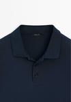 Поло Massimo Dutti SHORT SLEEVE POLO NECK, Dark Blue - фото 9