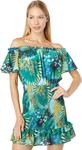 Платье Bebe Off-the-Shoulder Ruffle Dress, цвет Jungle Palm - фото 5