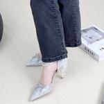 Ainer-cat Ainer cat Slim Heel High Heels 8cm Women's Silver - фото 8