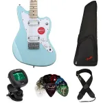 Squier Mini Jazzmaster HH Essentials Bundle - Daphne Blue с грифом из клена - фото 3