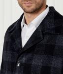Пальто мужское Boss с добавлением шерсти в клетку, синий - фото 4