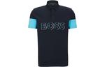 Поло с логотипом и резинкой HUGO BOSS, темно-синий - фото 3