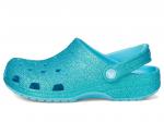 Туфли Crocs Kids Classic Glitter Clogs, цвет Tinted Glass - фото 4
