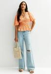 Блуза New Look FLORAL SHIRRED WAIST , Orange - фото