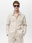 Рубашка Umbria Linen Regular Fit Mango, Natural Beige - фото