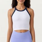 Женский рифленый топ-бюстье с высоким воротом и спортивной спинкой из эластичного трикотажа с поддерживающей подкладкой Anna-Kaci, White - фото