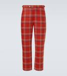 Прямые брюки из шерстяной фланели в клетку Bode, Red - фото