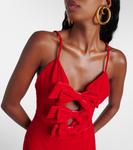 Бархатное платье с бантом Alessandra Rich, красный - фото 4