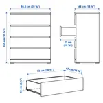 Комод с 4 ящиками, дубовый шпон, беленый, 80x100 см, MALM IKEA - фото 7