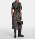 Платье-рубашка из шелкового сабле с принтом Chloé, черный - фото 3