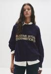 Джемпер PULL&BEAR CONTRAST TEXT, Blue Denim - фото