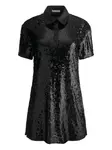 Мини-платье с пайетками и воротником Alice + Olivia, черный - фото