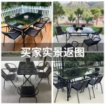 Комплект садовой мебели Baying, 6 стульев Bordeaux, квадратный стол, 150 см, стационарный, черная столешница - фото 4