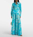 Хлопковая рубашка с орхидеями Pucci, Turquoise - фото 2