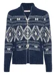 Жаккардовый кардиган на молнии Brunello Cucinelli, синий - фото