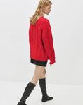 Pull&Bear свитер oversize с косичной вязкой красного цвета - фото 4