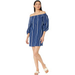 Пляжное платье Lauren Ralph Lauren Slub Stripe Off-the-Shoulder Cover-Up Dress, синий - фото