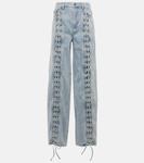 Прямые джинсы с кружевными деталями Rotate, Light Blue Denim - фото