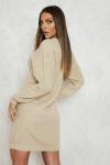 Мини-платье-джемпер с круглым вырезом boohoo, бежевый - фото 2