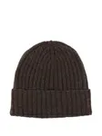 Шапка бини в рубчик Dell'Oglio, коричневый - фото