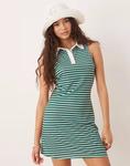 Мини-платье-поло без рукавов ASOS DESIGN в зеленую полоску - фото
