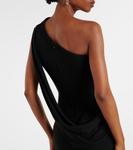 Платье из крепа на одно плечо с драпировкой Alex Perry, черный - фото 6