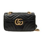 Мини-сумка через плечо Gucci GG Marmont Matelasse Chevron Black - фото