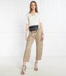 Футболка женская Weekend Maxmara льняная с V-образным вырезом, экрю - фото 2