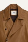 Куртка Zara Relaxed Fit Nappa Leather Jacket, коричневый - фото 5