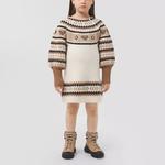 Детское платье Burberry Kids, цвет Khaki - фото 2