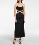 Длинное шерстяное платье с вырезом Christopher Esber, черный - фото 2