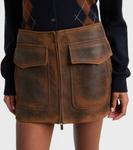 Замшевая мини-юбка Miu Miu, Cognac - фото 4