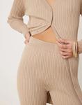 Vila Брюки petite flare trouser co-ord in tan - фото 2