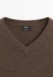 Джемпер Massimo Dutti OVERSIZE V-NECK WITH LONG SLEEVE, Dark Brown - фото 7