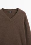 Джемпер Massimo Dutti OVERSIZE V-NECK WITH LONG SLEEVE, Dark Brown - фото 5