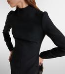 Платье миди из кади с отделкой из перьев David Koma, черный - фото 5