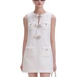 Мини-платье Bouclé с запахом Self-portrait, слоновая кость - фото 3