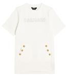 Платье из хлопкового джерси с пуговицами Balmain, белый - фото