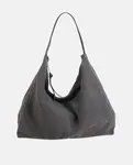 Сумка-хобо из спилка на молнии Volum, серый - фото