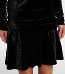 Асимметрильное плиссированное бархатное мини-платье Ganni, Black - фото 6